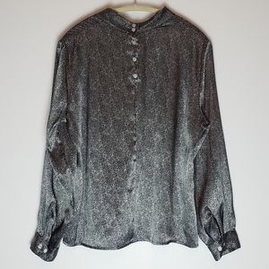 Liz Baker Black and Gray Animal Print Blouse